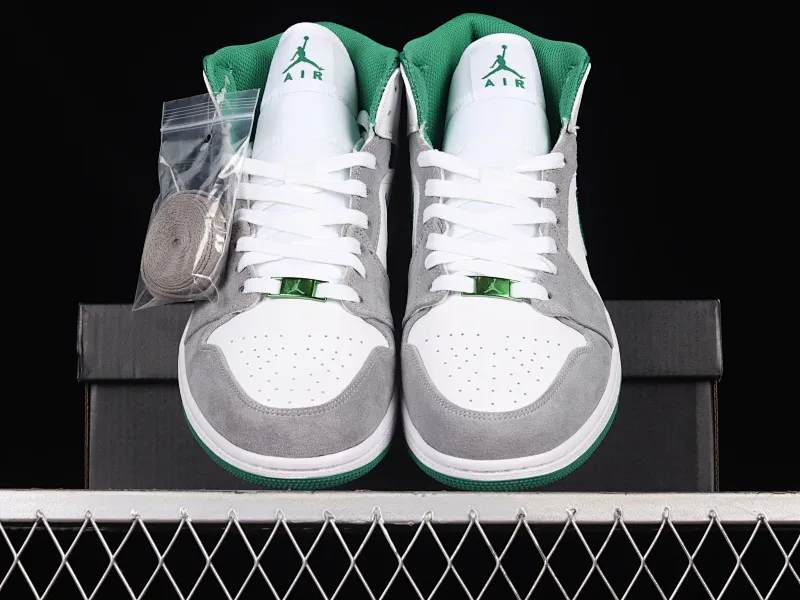 All categories Air Jordan Jordan series basketball shoes Air Jordan 1 Mid Air Jordan 1 Mid AJ1 Joe 1 white gray green mid-top basketball shoes DC7294-103